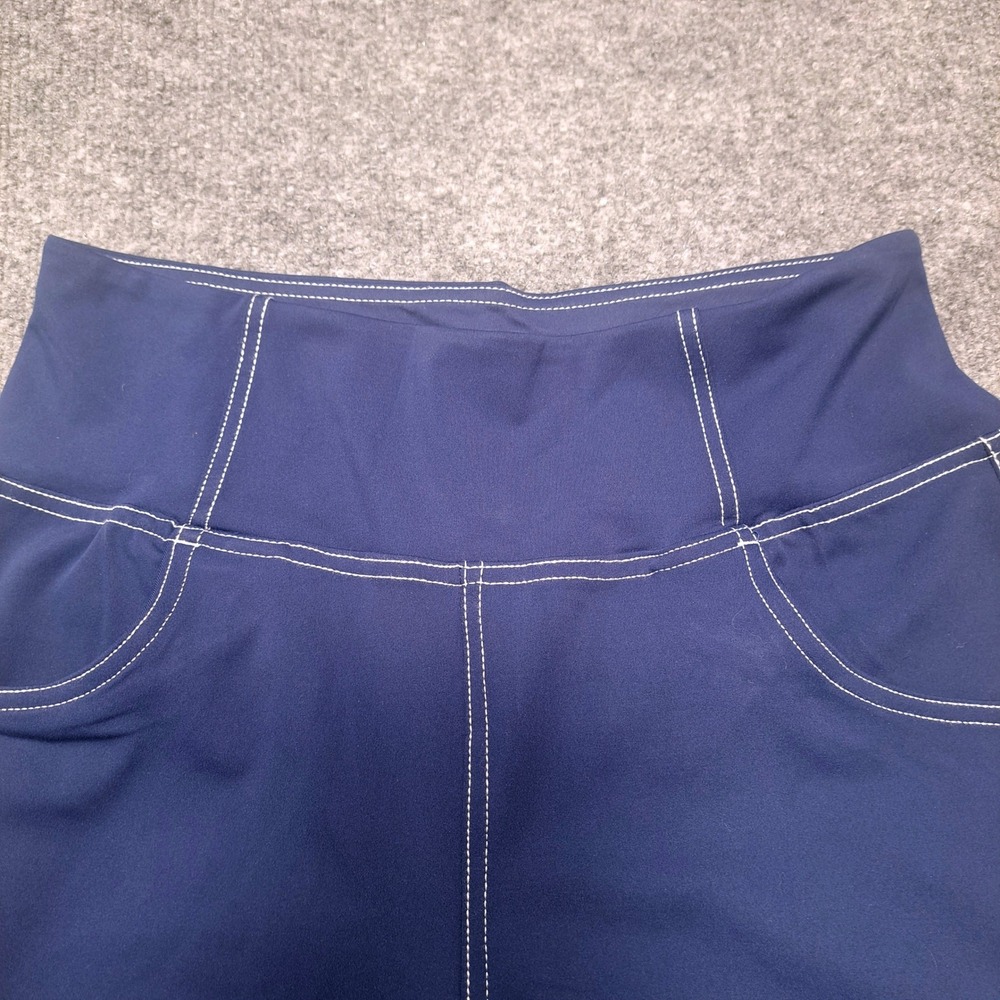 Vooveeya Navy Blue Flare Yoga Pants Contrast Stitch High Waist Large NWT - Picture 7 of 11